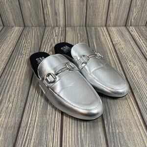 Steve Madden Milly Mules Slip On Shoes Loafers Women Sz 8 Silver Faux Leather‎